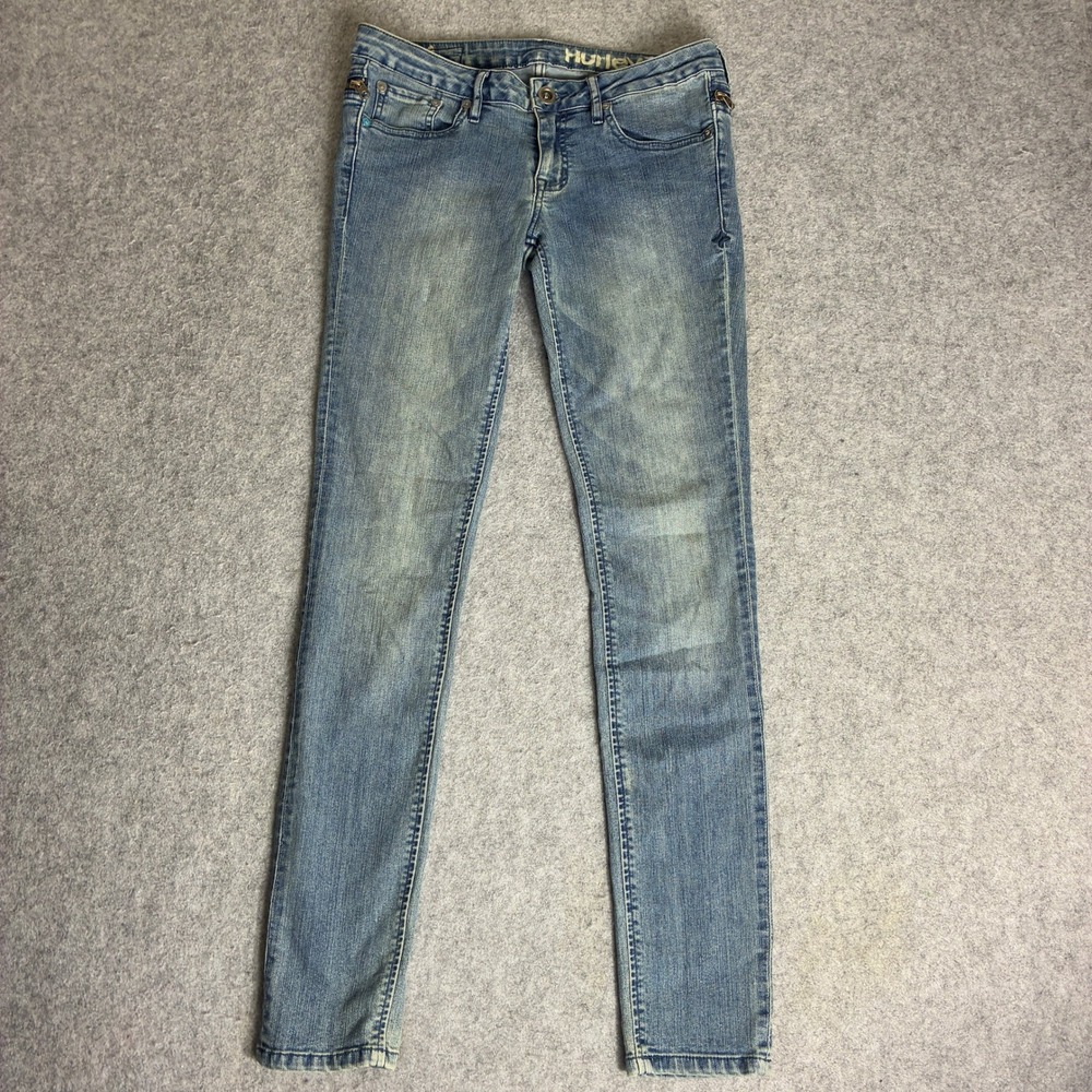 Hurley Mens 30x30 Skinny Slim Fit Jeans Blue Medium Wash Stretch Denim Faded Y2K